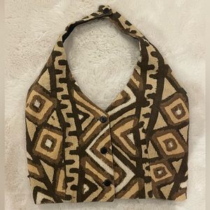 Cute Woven button up halter Vest